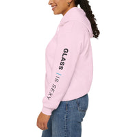 Glass Is Sexy sleeve text Hoodie | White hooded sweatshirt